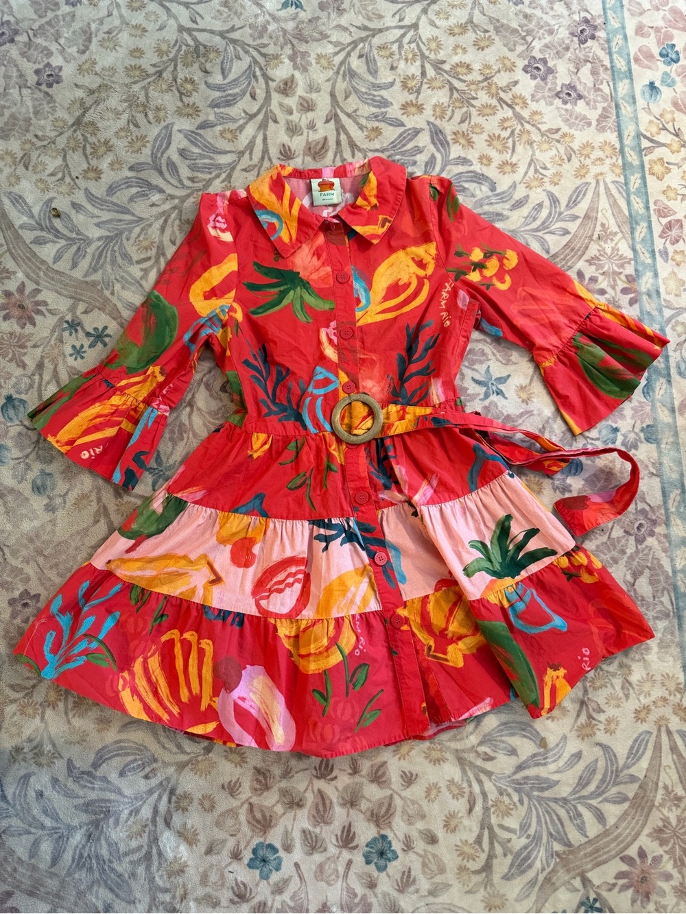 FARM Rio Red Floral Patchwork Mini Dress - Picture 6 of 9